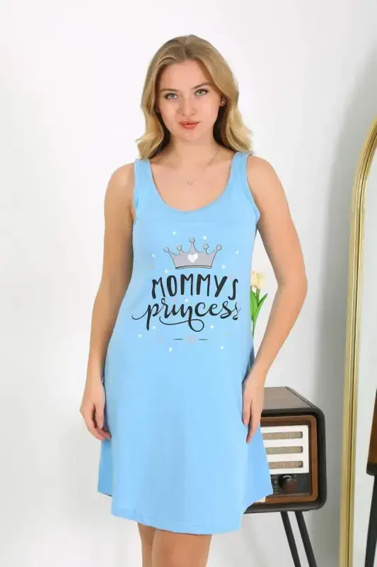 Akbeniz Women's Thick Strap Knitted Nightdress Blue 1777 - 3