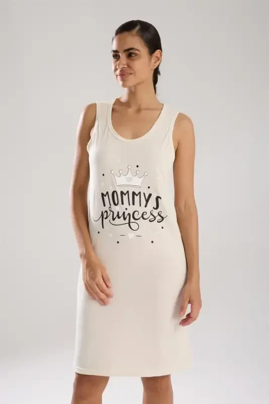 Akbeniz Women's Thick Strap Knitted Nightdress Ecru - AKBENIZ