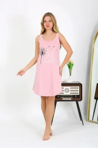 Akbeniz Women's Thick Strap Knitted Nightdress Pink 1777 - 2