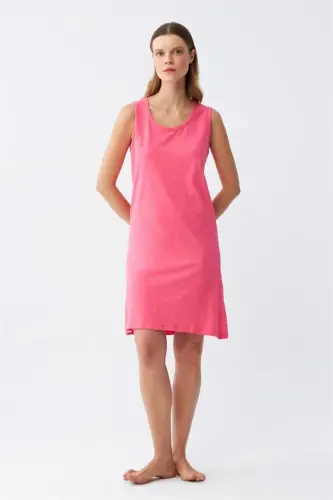 Akbeniz Women's Thick Strap Knitted Nightgown Fuchsia 14001 - 3