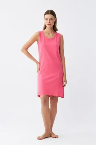 Akbeniz Women's Thick Strap Knitted Nightgown Fuchsia 14001 