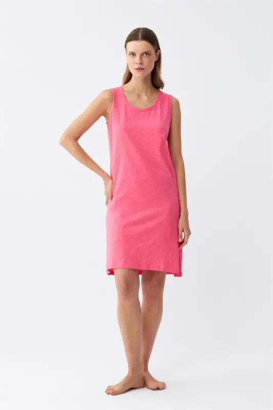 Akbeniz Women's Thick Strap Knitted Nightgown Fuchsia 14001 - 1