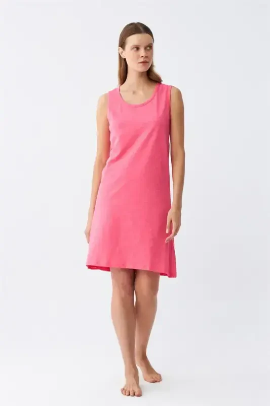 Akbeniz Women's Thick Strap Knitted Nightgown Fuchsia 14001 - 2