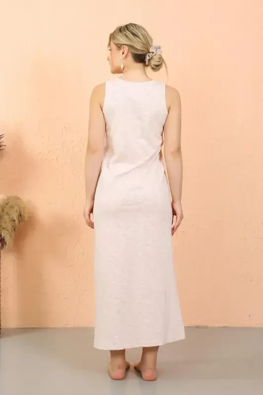 Akbeniz Women's Thick Strap Slit Long Nightgown 90113 - 4