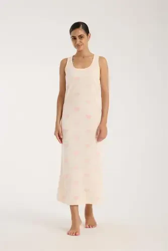 Akbeniz Women's Thick Strap Slit Long Powder Nightgown - AKBENIZ (1)