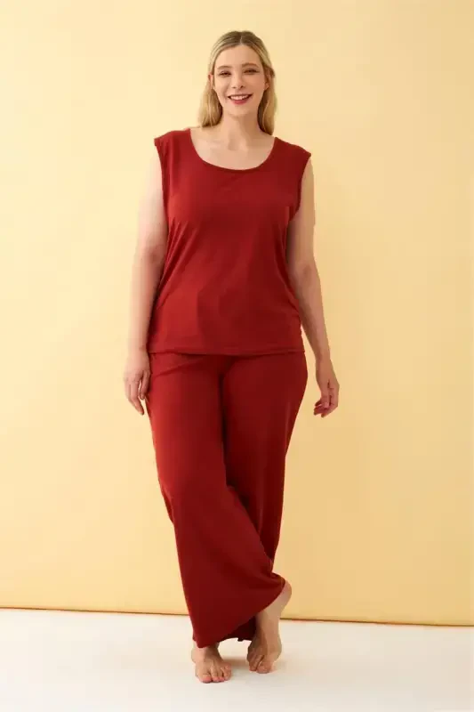 Akbeniz Women's Tile Plus Size Knitted Set - 4