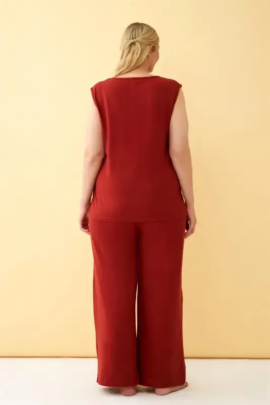 Akbeniz Women's Tile Plus Size Knitted Set - 5