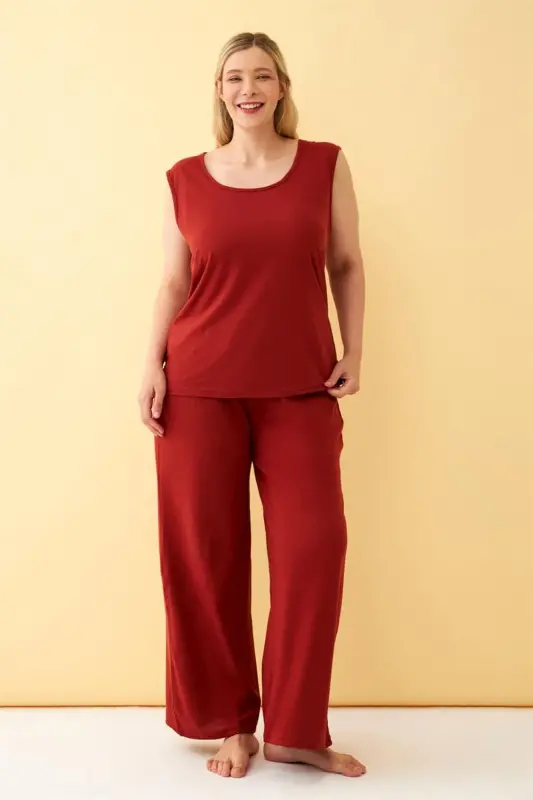 Akbeniz Women's Tile Plus Size Knitted Set - 2