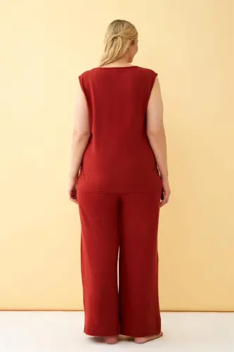 Akbeniz Women's Tile Plus Size Knitted Set - 5
