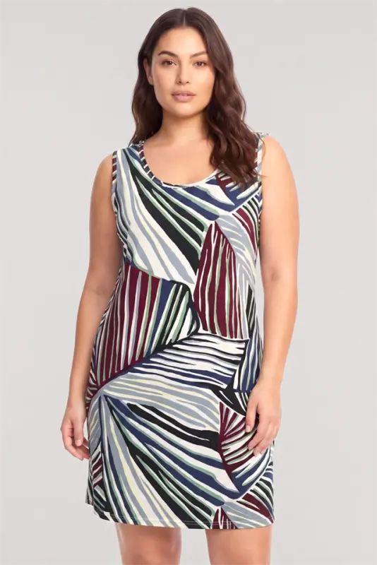 Akbeniz Women's Tropical Leaf Pattern Basic Plus Size Nightgown - Ecru - 1