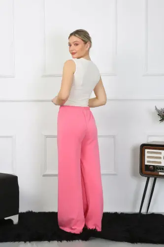 Akbeniz Women's Wide Leg Knit Pink Pant Suit 5501 - 4