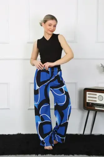 Akbeniz Women's Wide Leg Knitted Indigo Blue Top and Bottom Set 5502 - 5