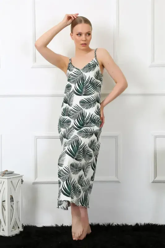 Акбениз Женская Ночная Сорочка на Тонких Бретельках 823 - AKBENIZ