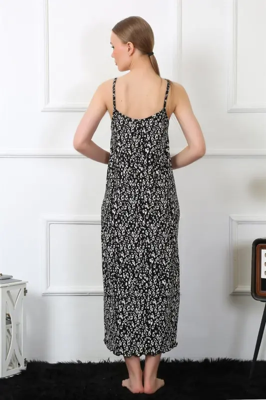 Акбениз Женская Ночная Сорочка на Тонких Бретельках 824 - 4