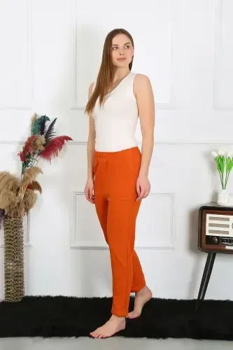 Акбениз Женские Хлопковые Штаны с Карманами на Флисе Кремовый Кирпич 27510 - AKBENIZ (1)