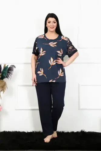 Akbeniz Женский 5XL-6XL-7XL-8XL Большой размер Комплект пижамы с коротким рукавом 75005 - AKBENIZ (1)