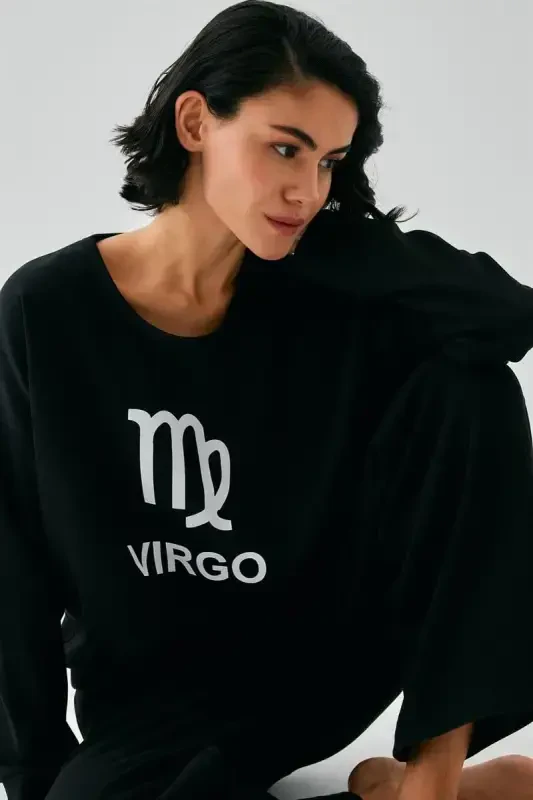 Akbeniz Женский Черный Дева Oversize 2 Нить Спортивный Костюм Домашняя Одежда Комплект - 5