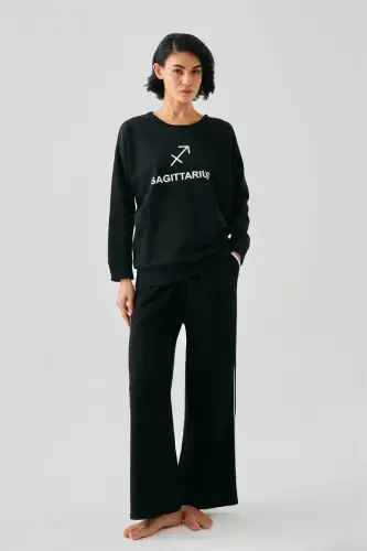 Akbeniz Женский Черный Стрелец Oversize 2 Нить Спортивный Костюм Домашняя Одежда Комплект - AKBENIZ (1)