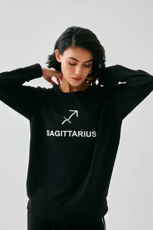 Akbeniz Женский Черный Стрелец Oversize 2 Нить Спортивный Костюм Домашняя Одежда Комплект - 3