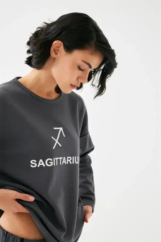 Akbeniz Женский Дымчатый Лук Оверсайз 2 Нитки Спортивный Костюм Домашняя Одежда Комплект - 2