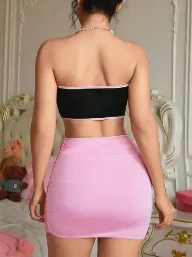 Акбениз Женский Фантазийный Костюм Розовый K1752 - 3