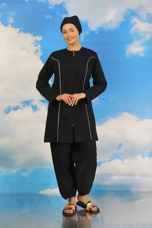 Акбениз Женский Полный Комплект для Плавания в Темно-синем Цвете 31060 - 2