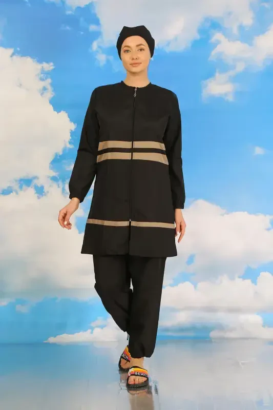 Акбениз Женский Полный Купальник-буркини Черный 31062 - 5