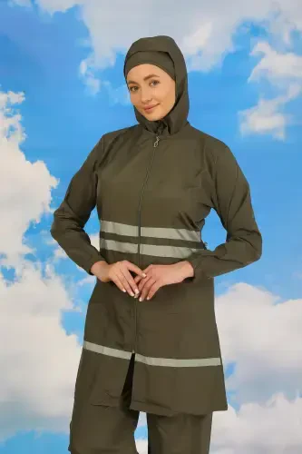 Акбениз Женский Полный Купальник-Буркини Хаки 31061 