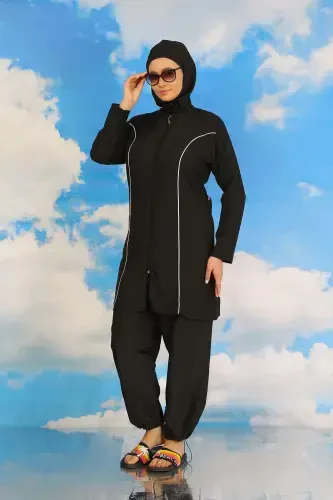 Акбениз Женский Полный Купальник Закрытого Типа Черный 31060 - 3