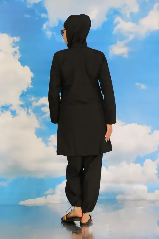 Акбениз Женский Полный Купальник Закрытого Типа Черный 31060 - 4