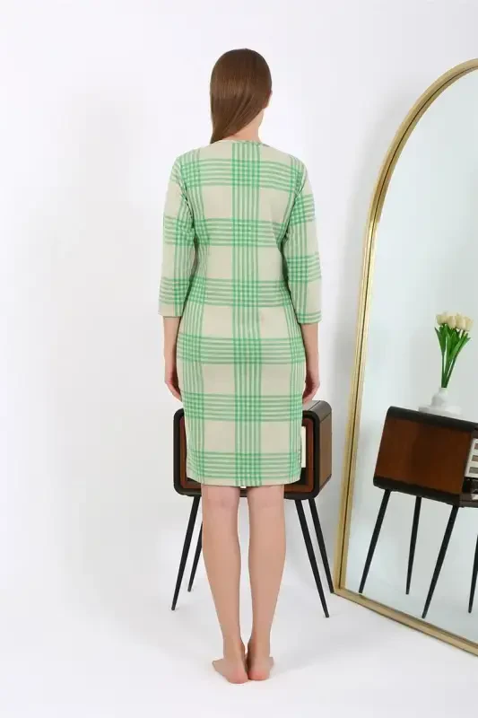 Akebeniz Paxta Uy Ko'ylagi Tunik Kechki Ko'ylak Yashil 13131 - 4