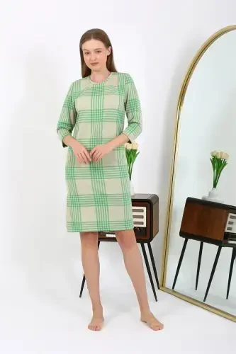 Akebeniz Paxta Uy Ko'ylagi Tunik Kechki Ko'ylak Yashil 13131 - 5