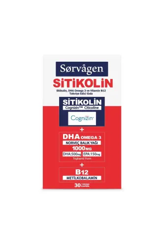 SİTİKOLİN, DHA OMEGA 3 VE B12 (30 KAPSÜL) - 1