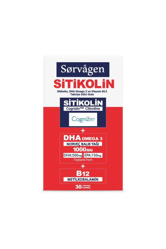SİTİKOLİN, DHA OMEGA 3 VE B12 (30 KAPSÜL) - 1