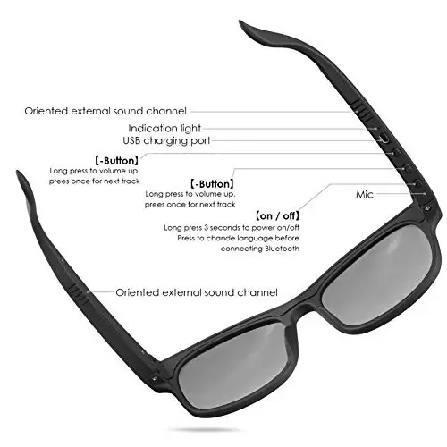 Smart Glasses Wireless Bluetooth Sunglasses Open Ear Music&Hands-Free Calling,for Men&Women,Polarized Lenses - 5