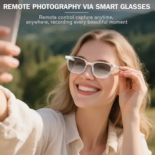 Smart Glasses for Men Women, Open Ear Bluetooth Glasses with Speaker, Anti-Blue Light Color Changing Lenses, Touch Control & Hands Free Call, Voice Assistant Compatible with Android & IOS (White) - 6