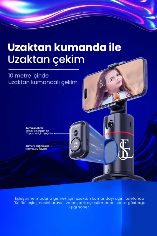 Akıllı Hareket İzleme, 360° Cep Telefonu Tutucu Klipsli Akıllı İzleme Vlog, Canlı Yayın Çekim Triod - P02 - 8