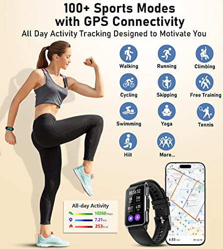 Akıllı Saat Fitness Takip Cihazı, 24/7 Kalp Hızı, Kan Oksijen Kan Basıncı Monitörü Uyku Takibi 120 Spor Modu Aktivite Takipçisi Adım Kalori Sayacı IP68 Su Geçirmez Android iPhone Kadın Erkek - 5