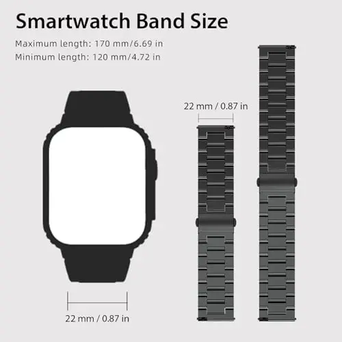 Smart Watch Band 22mm 2 Pack, for AMAZTIM Smart Watch Bands Replacement M2/T2, Compatible with SUNKTA K-52, TPU Sports Straps Bands, Adjustable Wristband, Men Smartwatch Band - 3