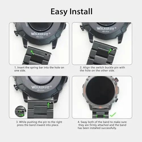 Smart Watch Band 22mm 2 Pack, for AMAZTIM Smart Watch Bands Replacement M2/T2, Compatible with SUNKTA K-52, TPU Sports Straps Bands, Adjustable Wristband, Men Smartwatch Band - 5