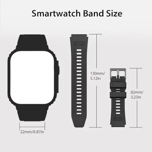 Smart Watch Band 22mm 2 Pack, for AMAZTIM Smart Watch Bands Replacement M2/T2, Compatible with SUNKTA K-52, TPU Sports Straps Bands, Adjustable Wristband, Men Smartwatch Band - 2