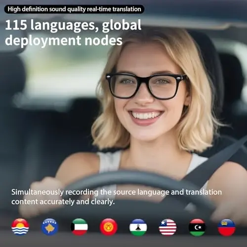 Smart Glasses for Men Women, Real-Time AI Translation Bluetooth Glasses - Supports 165+ Languages, Blue Light Filter with Open-Ear Speakers, Voice Assistant, language translator for Travel Trade. - 3