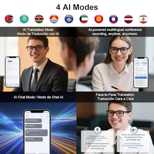 Smart AI Translator Glasses, Real-Time Translation Glasses Wireless Bluetooth Glasses Blue Light Filter with Simultaneous Interpretation, language translator for Traveling Supports 165+ Languages - 5
