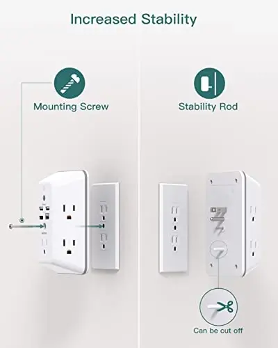 Surge Protector, Outlet Extender with Night Light, Addtam 5-Outlet Splitter and 4 USB Ports(1 USB C), Multi Plug Wall Outlet for Home Office Dorm Room Essentials - 4