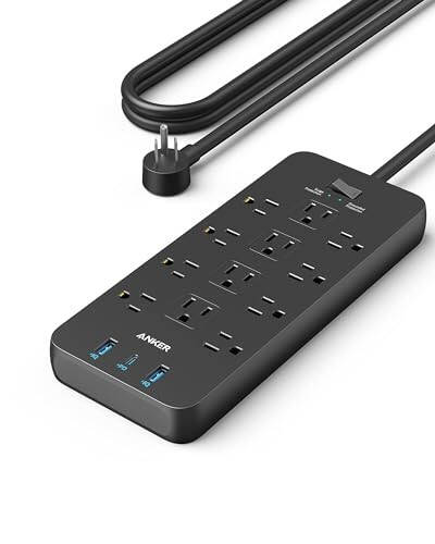 Surge Protector Power Strip (2100J), Anker 12 Outlets with 1 USB C and 2 USB Ports foriPhone 15/15 Plus/15 Pro/15 Pro Max, 5ft Extension Cord, Flat Plug, 20W USB C Charging for Home, Office,TUV Listed - 1