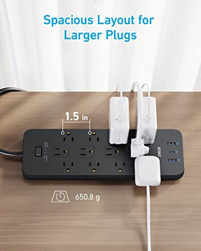 Surge Protector Power Strip (2100J), Anker 12 Outlets with 1 USB C and 2 USB Ports foriPhone 15/15 Plus/15 Pro/15 Pro Max, 5ft Extension Cord, Flat Plug, 20W USB C Charging for Home, Office,TUV Listed - 5