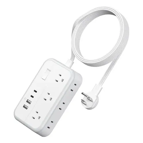 Surge Protector Power Strip 10 ft, Flat Plug Extension Cord with 6 Outlets 4 USB Ports, Outlet Extender Long Cord, Overload Protection, Extension Cord with Multiple Outlets for Indoor, Home, Office - NTONPOWER