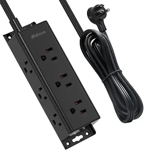 Surge Protector Power Strip - 9 Widely Spaced Multi Outlets, Wall Mount, 3 Side Outlet Extender with Extension Cord, Flat Plug, Overload Protection, Home Office Dorm Room Essentials (10FT, Black) 