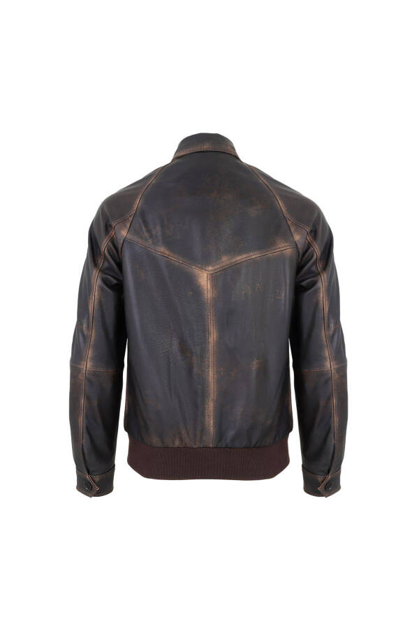 Akon Coffee Men's Vintage Leather Jacket - 1