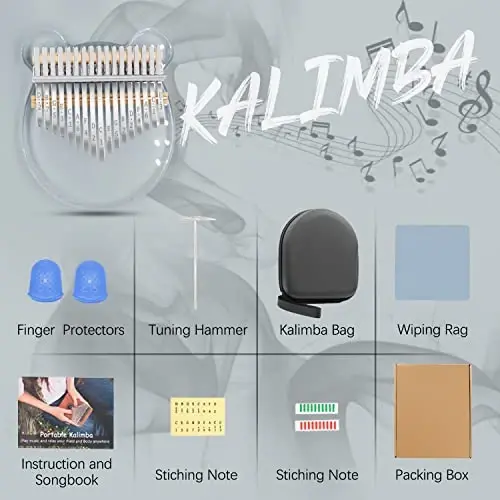 Акриловое фортепиано Kalimba, портативное фортепиано YUNDIE на 17 клавиш Mbira, музыкальные инструменты, подарок на день рождения для ребенка, взрослого, новичка, профессионала (прозрачное) (17 клавиш) - 4